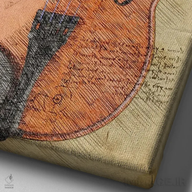 تابلو دکوراتیو ویولن اثر دورو آرت - نمای نزدیک بافت بوم