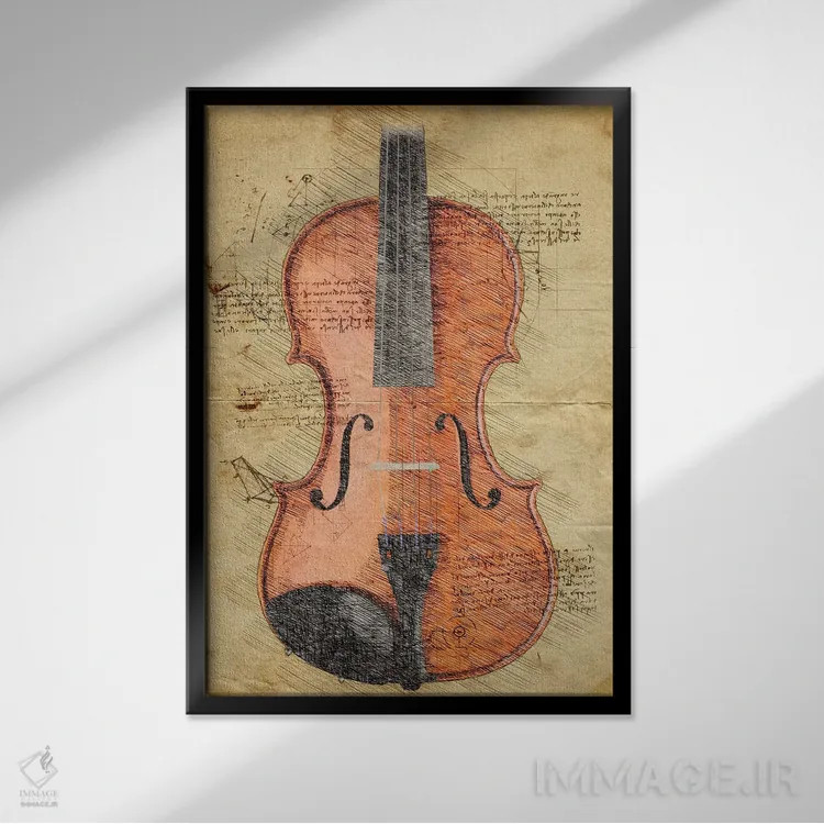 تابلو دکوراتیو ویولن اثر دورو آرت - نمای قابدار مشکی