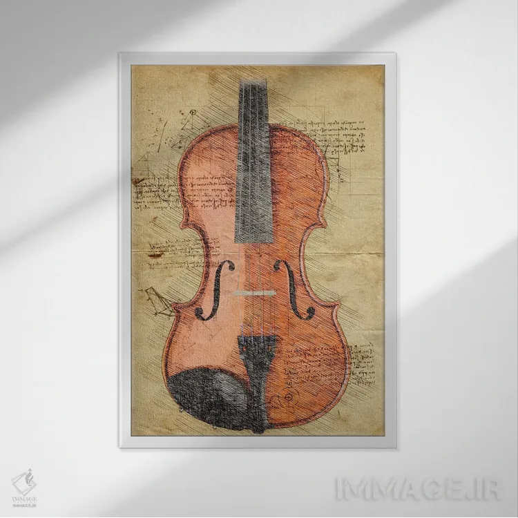 تابلو دکوراتیو ویولن اثر دورو آرت - نمای قابدار سفید