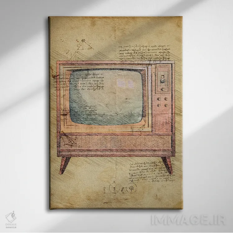 تابلو دکوراتیو تلویزیون اثر دورو آرت - نمای روبهرو روی دیوار
