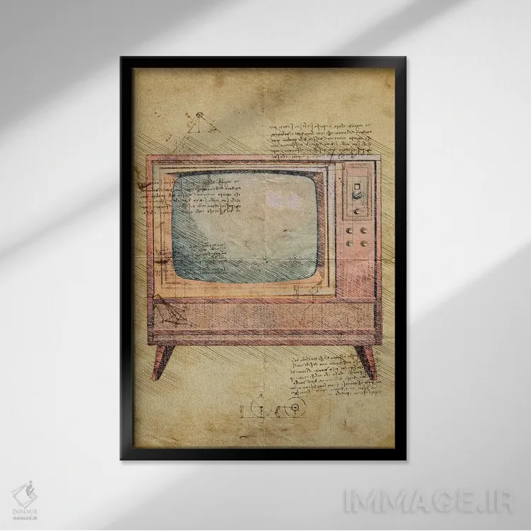 تابلو دکوراتیو تلویزیون اثر دورو آرت - نمای قابدار مشکی