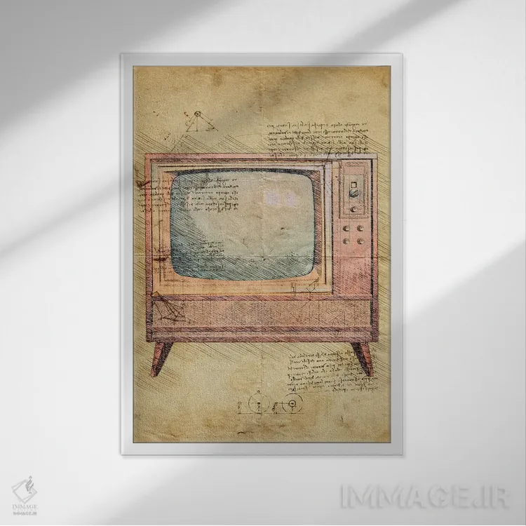 تابلو دکوراتیو تلویزیون اثر دورو آرت - نمای قابدار سفید