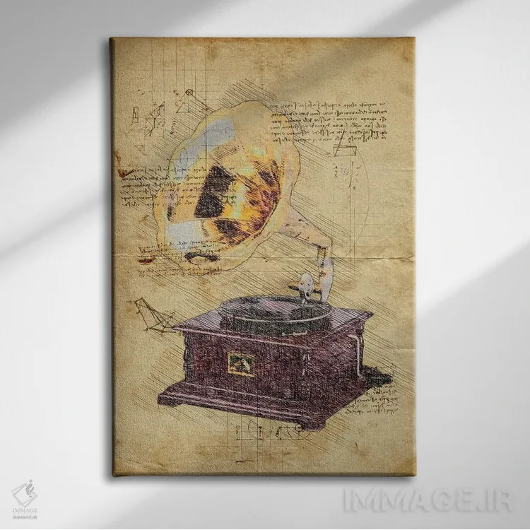 تابلو دکوراتیو گرامافون اثر دورو آرت - نمای روبهرو روی دیوار
