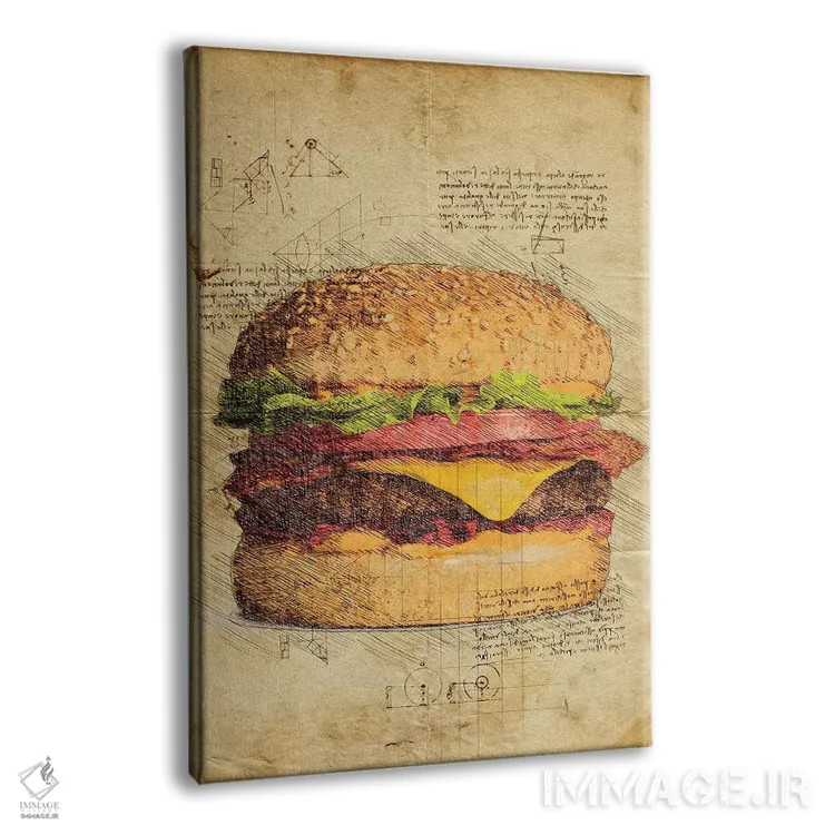 تابلو دکوراتیو برگر اثر دورو آرت - نمای پرسپکتیو محصول