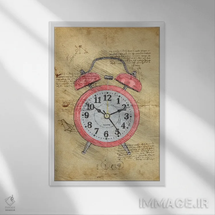تابلو دکوراتیو ساعت اثر دورو آرت - نمای قابدار سفید