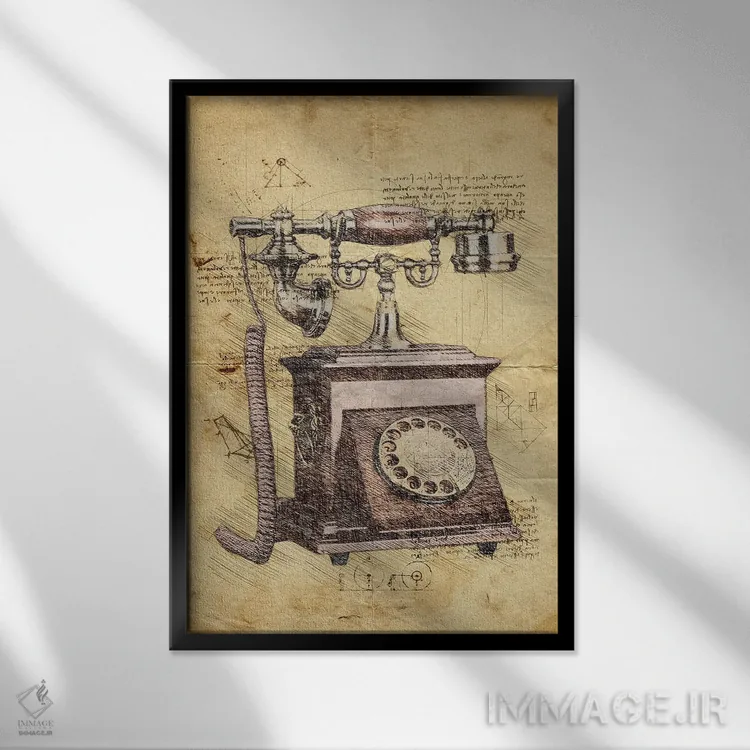 تابلو دکوراتیو تلفن اثر دورو آرت - نمای قابدار مشکی