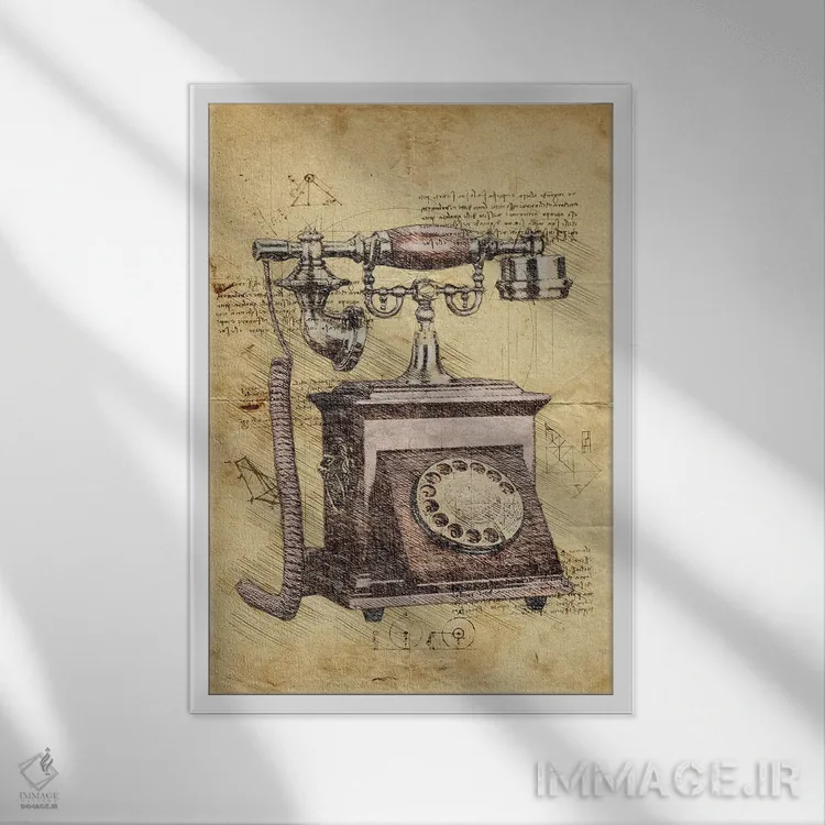 تابلو دکوراتیو تلفن اثر دورو آرت - نمای قابدار سفید