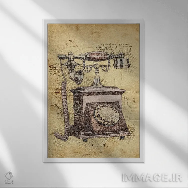 تابلو دکوراتیو تلفن اثر دورو آرت - نمای قابدار سفید