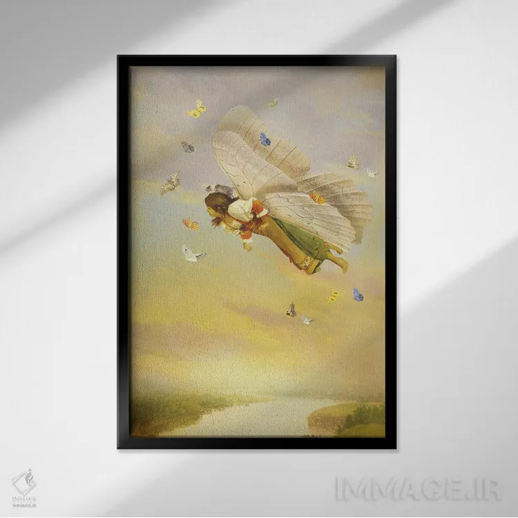 تابلو دکوراتیو فرشته کوچک اثر دیوگو وریسی مو - نمای قابدار مشکی