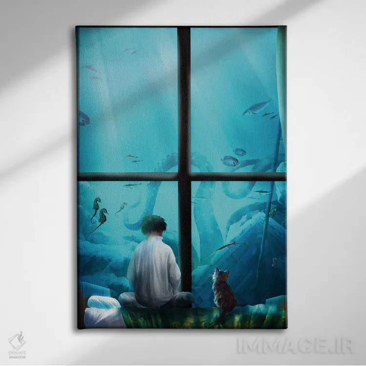 تابلو دکوراتیو اتاق خواب آکواریومی اثر دیوگو وریسی مو - نمای روبهرو روی دیوار