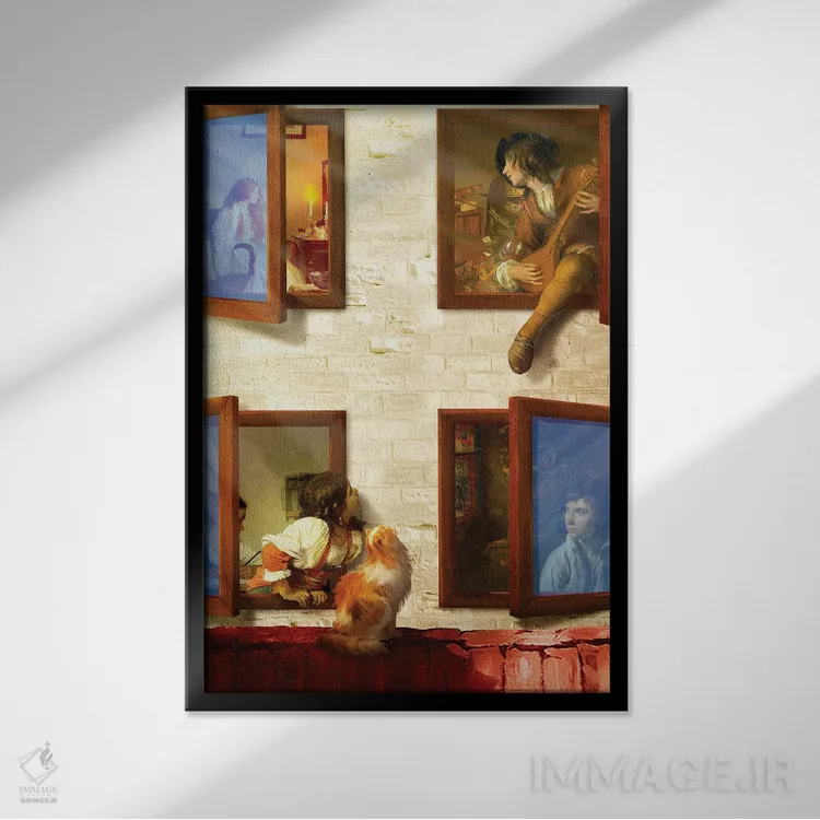 تابلو دکوراتیو سرناد پنجره اثر دیوگو وریسی مو - نمای قابدار مشکی