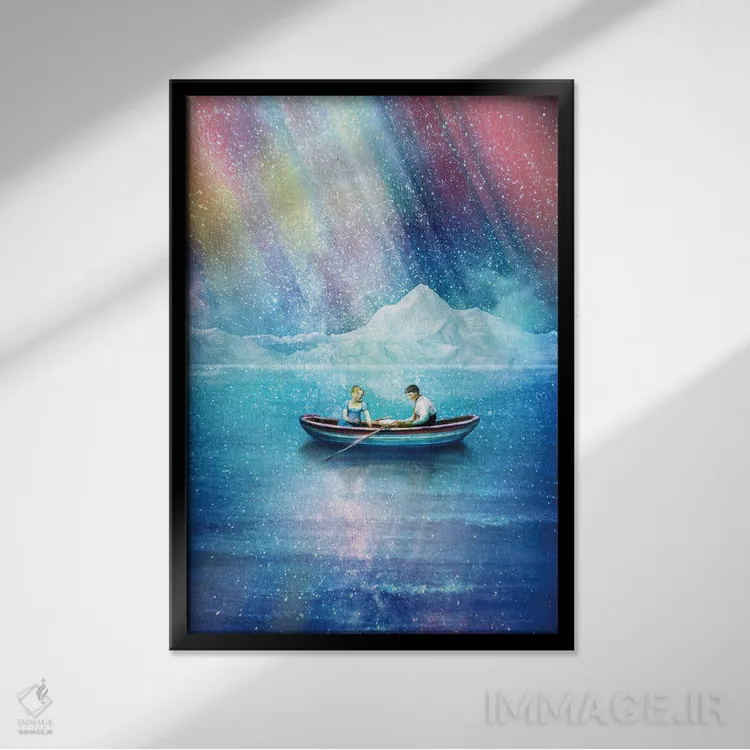 تابلو دکوراتیو نورهای رقصان اثر دیوگو وریسی مو - نمای قابدار مشکی