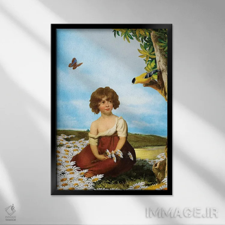 تابلو دکوراتیو بابونه اثر دیوگو وریسی مو - نمای قابدار مشکی