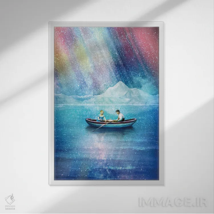 تابلو دکوراتیو نورهای رقصان اثر دیوگو وریسی مو - نمای قابدار سفید