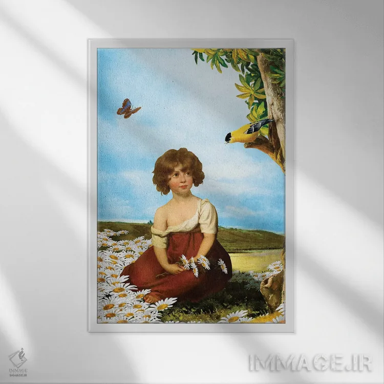 تابلو دکوراتیو بابونه اثر دیوگو وریسی مو - نمای قابدار سفید