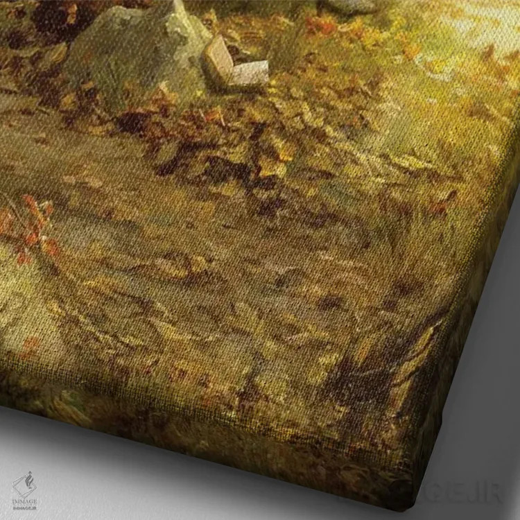 تابلو دکوراتیو مطالعه زیر آفتاب طلایی اثر دیوگو وریسی مو - نمای نزدیک بافت بوم