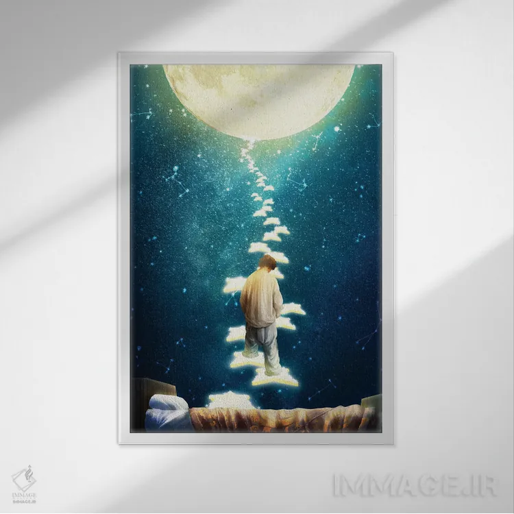 تابلو دکوراتیو مسیر ستاره ها اثر دیوگو وریسی مو - نمای قابدار سفید