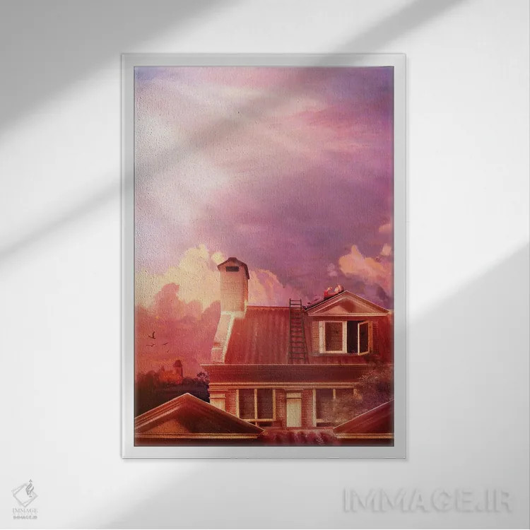 تابلو دکوراتیو غروب خاموش اثر دیوگو وریسی مو - نمای قابدار سفید
