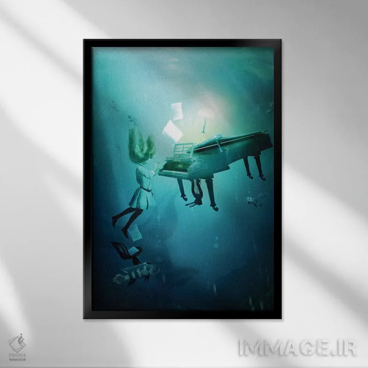 تابلو دکوراتیو لالایی دریا اثر دیوگو وریسی مو - نمای قابدار مشکی