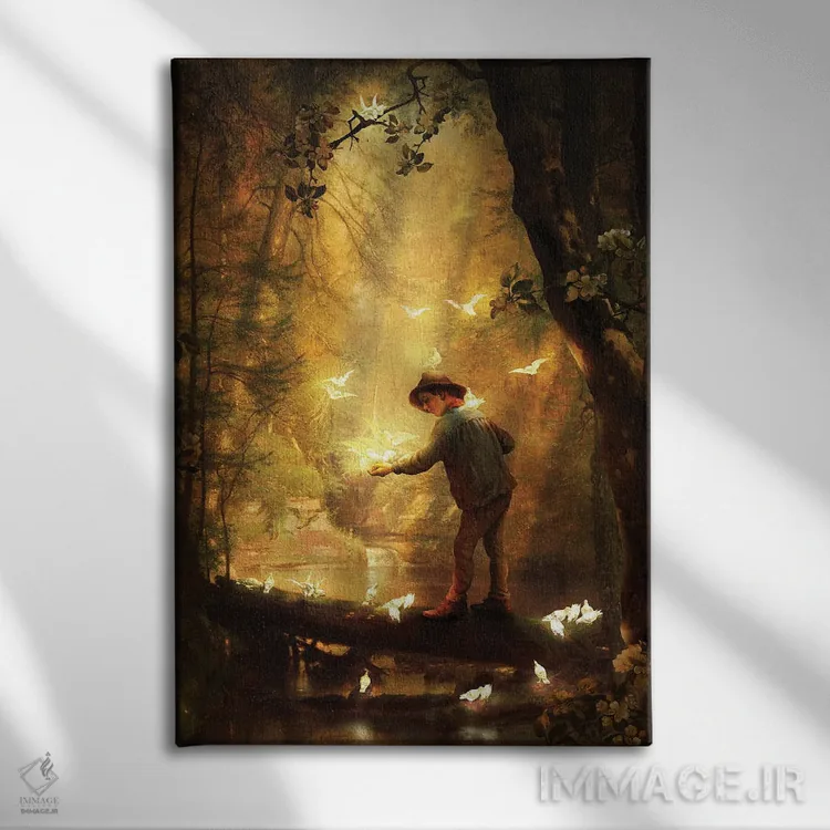 تابلو دکوراتیو جنگل درخشان اثر دیوگو وریسی مو - نمای روبهرو روی دیوار