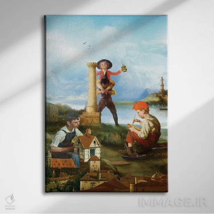 تابلو دکوراتیو سازندگان کوچک اثر دیوگو وریسی مو - نمای روبهرو روی دیوار