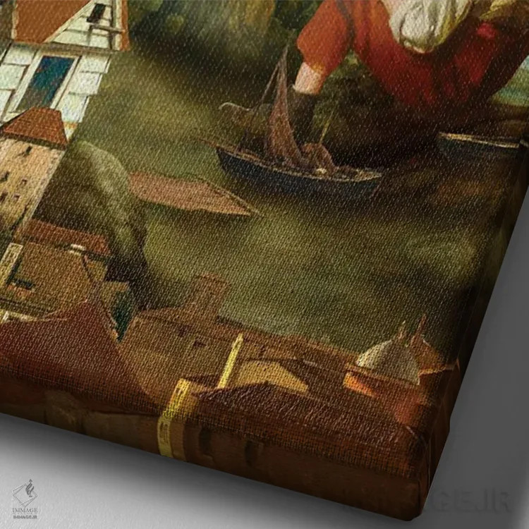 تابلو دکوراتیو سازندگان کوچک اثر دیوگو وریسی مو - نمای نزدیک بافت بوم