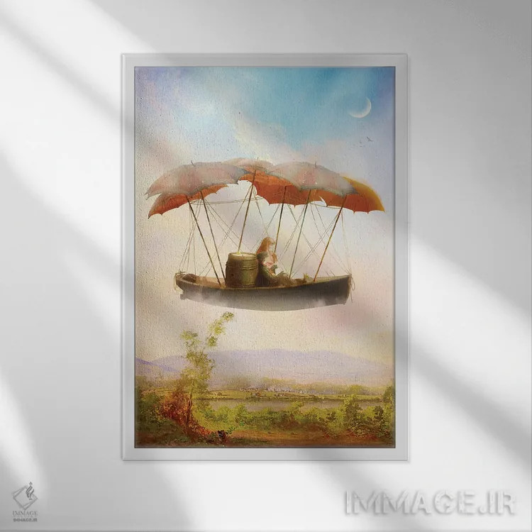 تابلو دکوراتیو گردش عصرگاهی اثر دیوگو وریسی مو - نمای قابدار سفید