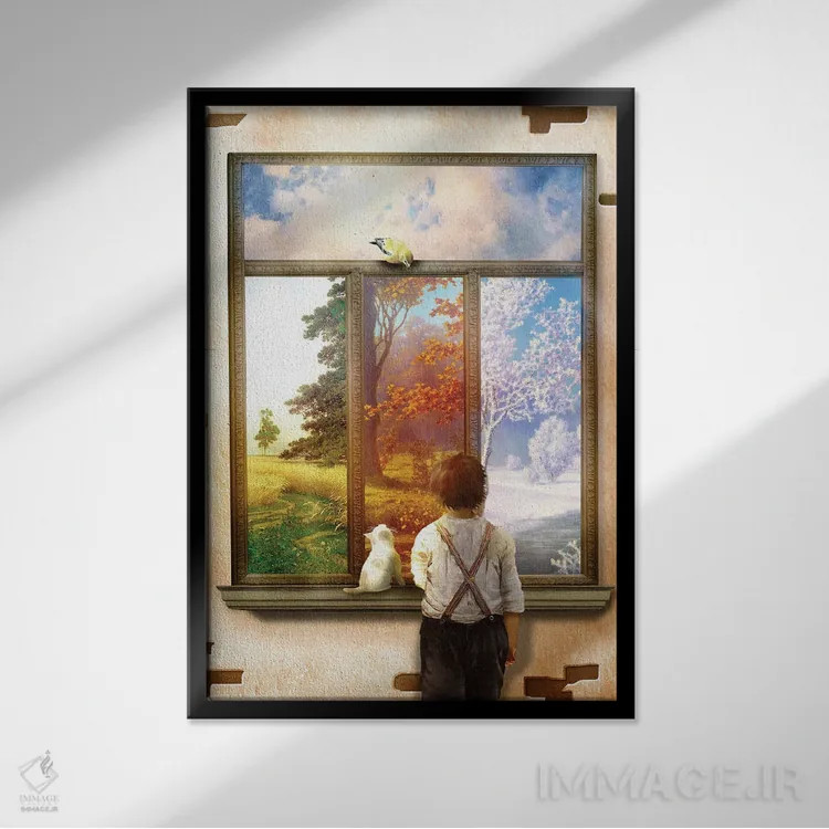 تابلو دکوراتیو مناظر پنجره اثر دیوگو وریسی مو - نمای قابدار مشکی