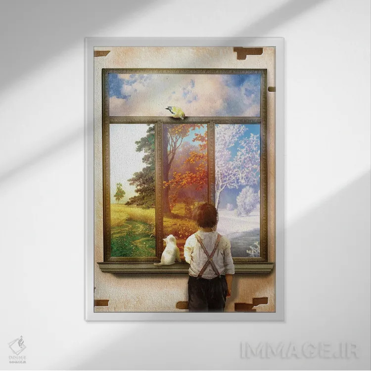 تابلو دکوراتیو مناظر پنجره اثر دیوگو وریسی مو - نمای قابدار سفید