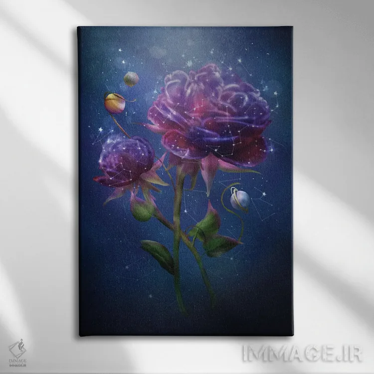 تابلو دکوراتیو گل کیهانی اثر دیوگو وریسی مو - نمای روبهرو روی دیوار