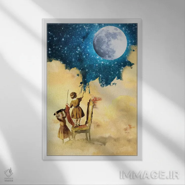 تابلو دکوراتیو کشیدن ستاره ها اثر دیوگو وریسی مو - نمای قابدار سفید