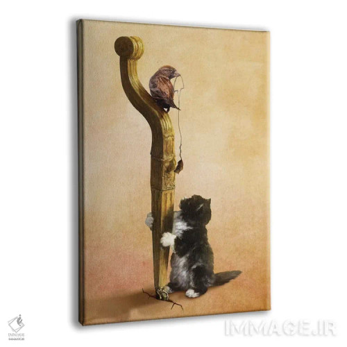 تابلو دکوراتیو The Bird, And The Mouse,گربه، پرنده و موش اثر دیوگو وریسی مو - نمای پرسپکتیو محصول