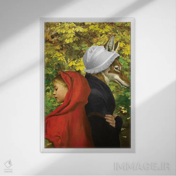 تابلو دکوراتیو شنل قرمزی اثر دیوگو وریسی مو - نمای قابدار سفید