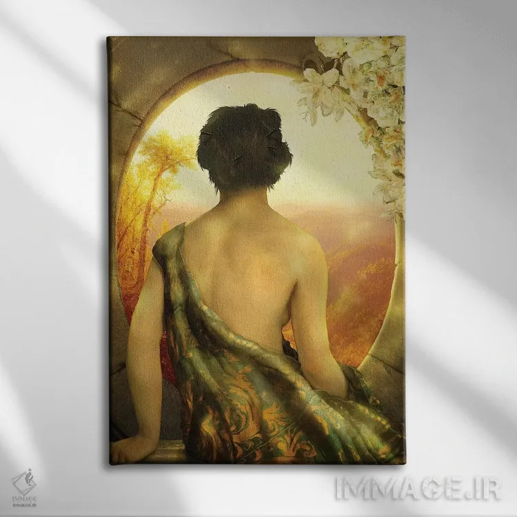 تابلو دکوراتیو غروب طلایی اثر دیوگو وریسی مو - نمای روبهرو روی دیوار