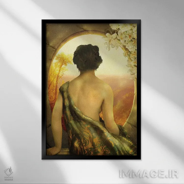 تابلو دکوراتیو غروب طلایی اثر دیوگو وریسی مو - نمای قابدار مشکی