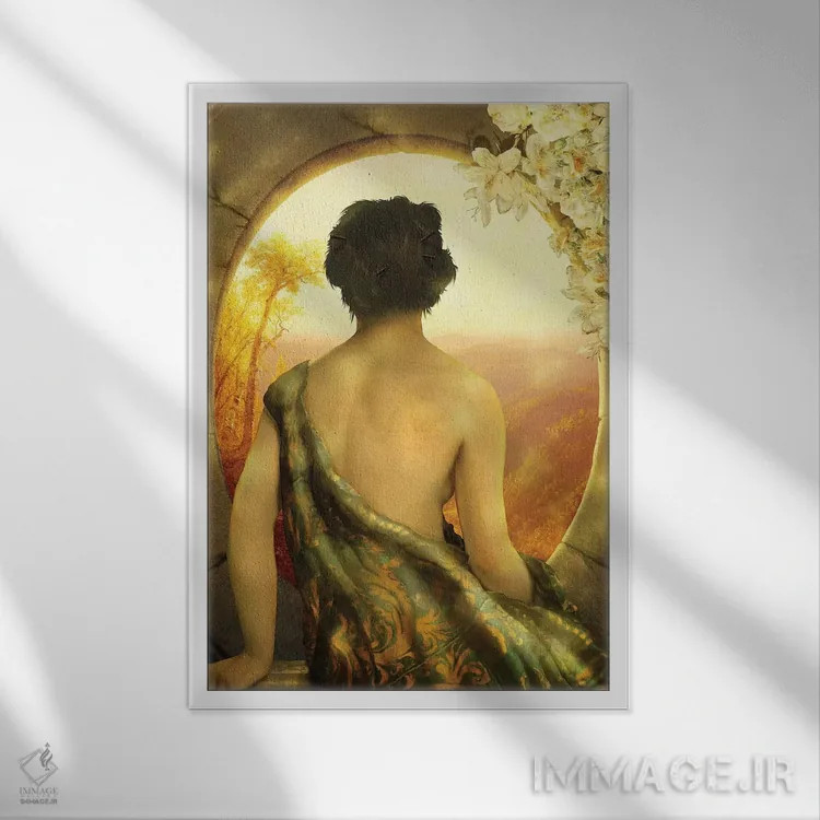 تابلو دکوراتیو غروب طلایی اثر دیوگو وریسی مو - نمای قابدار سفید