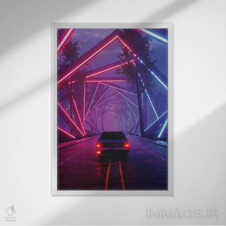 تابلو دکوراتیو رانندگی اثر داوانش آتری - نمای قابدار سفید