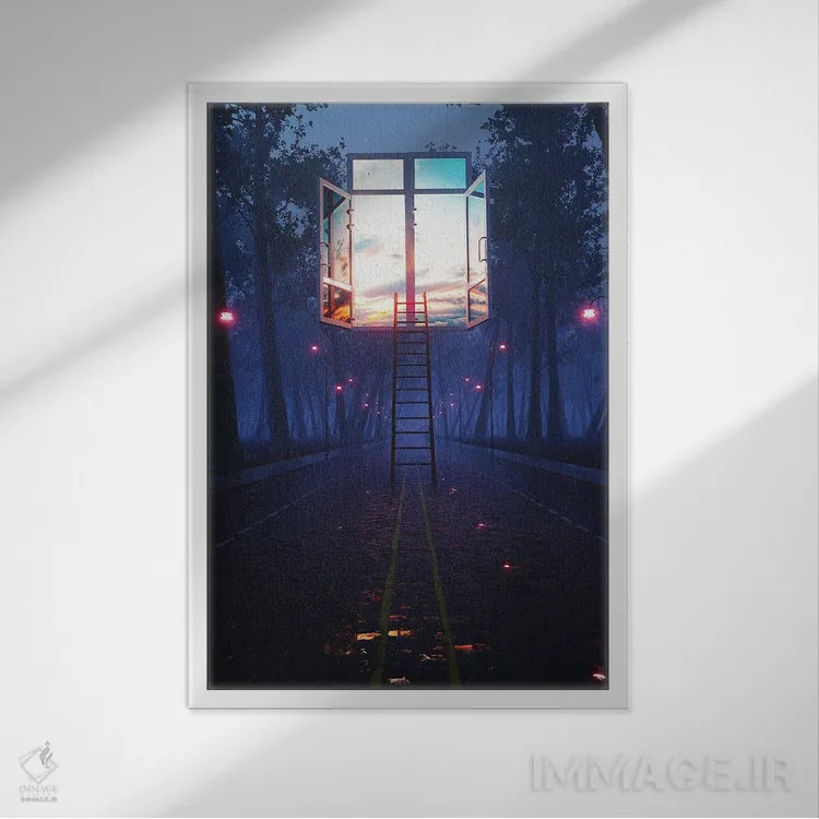 تابلو دکوراتیو آسمان آزاد اثر داوانش آتری - نمای قابدار سفید