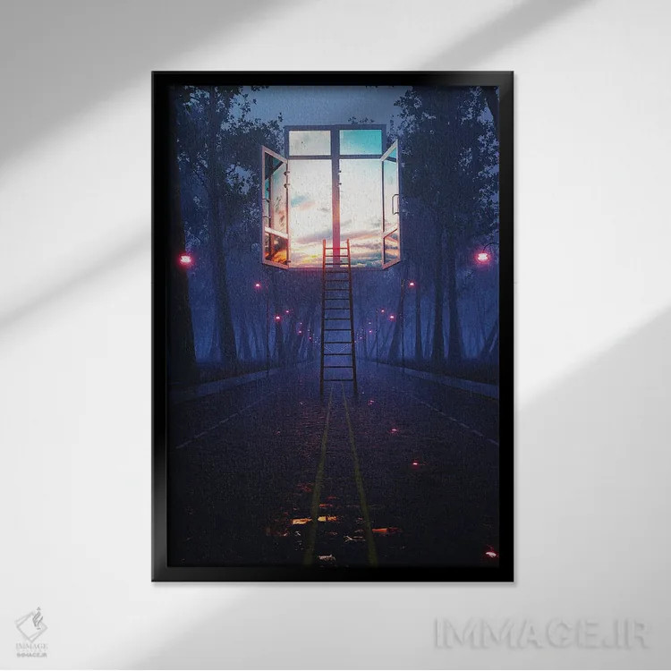 تابلو دکوراتیو آسمان آزاد اثر داوانش آتری - نمای قابدار مشکی