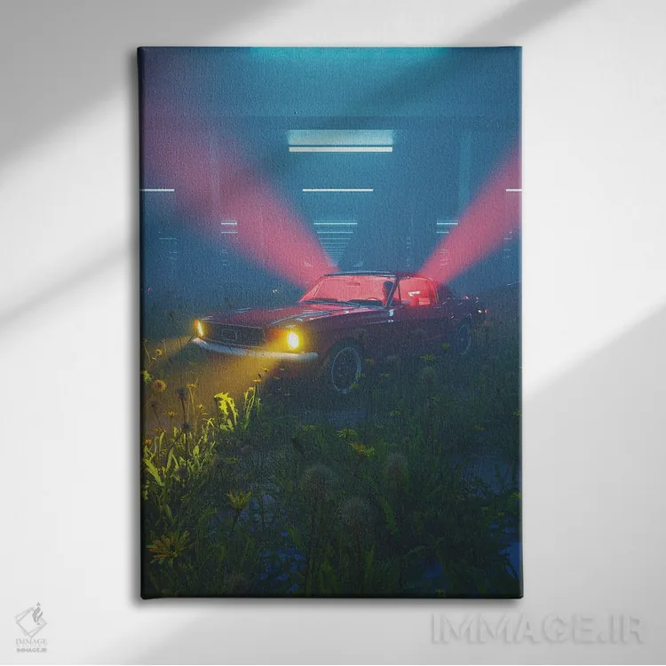 تابلو دکوراتیو گاراژ سبز اثر داوانش آتری - نمای روبهرو روی دیوار