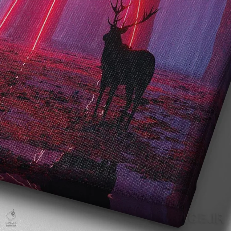 تابلو دکوراتیو درختان نئونی اثر داوانش آتری - نمای نزدیک بافت بوم