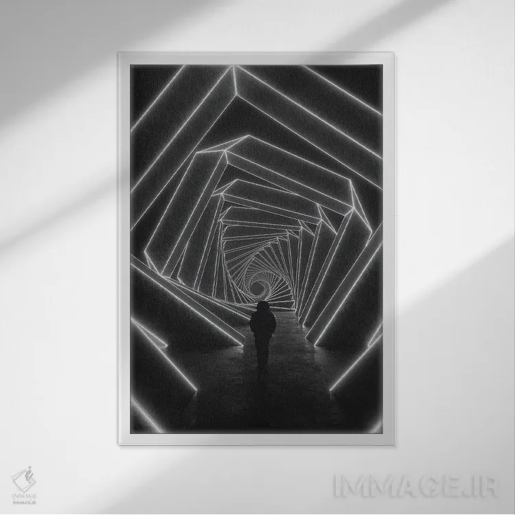 تابلو دکوراتیو ادراک تغییر یافته اثر داوانش آتری - نمای قابدار سفید