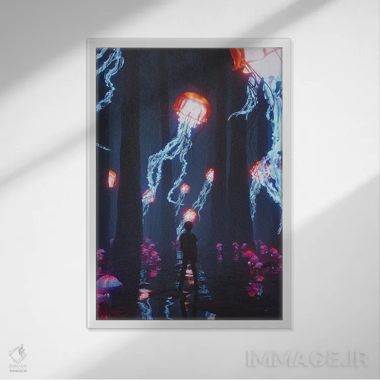 تابلو دکوراتیو سرزمین فردا اثر داوانش آتری - نمای قابدار سفید