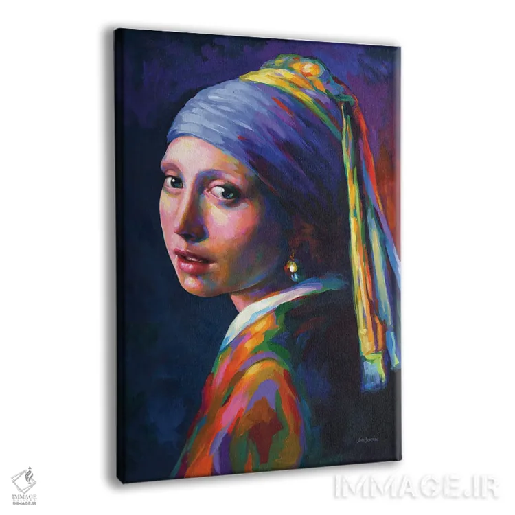 تابلو دکوراتیو دختر با گوشواره مروارید، ادای احترام به ورمیر اثر لئون دوونیس - نمای پرسپکتیو محصول