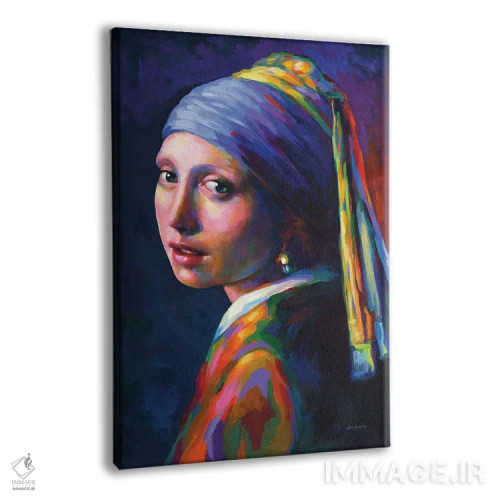 تابلو دکوراتیو دختر با گوشواره مروارید، ادای احترام به ورمیر اثر لئون دوونیس - نمای پرسپکتیو محصول
