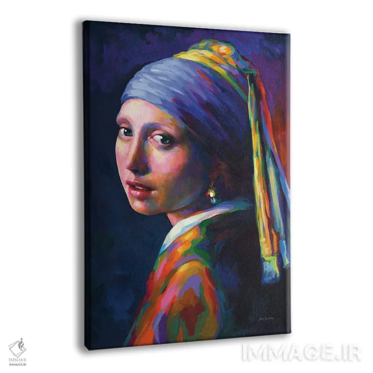 تابلو دکوراتیو دختر با گوشواره مروارید، ادای احترام به ورمیر اثر لئون دوونیس - نمای پرسپکتیو محصول