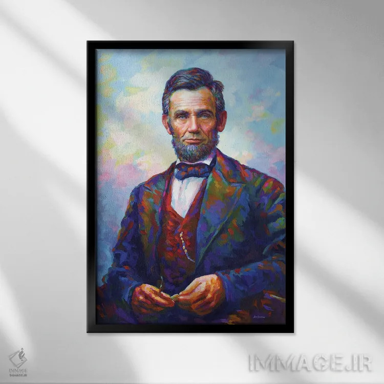 تابلو دکوراتیو آبراهام لینکلن اثر لئون دوونیس - نمای قابدار مشکی
