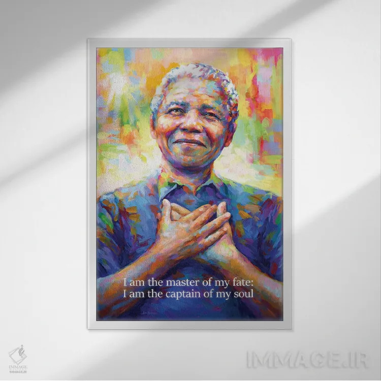 تابلو دکوراتیو نلسون ماندلا ۲ اثر لئون دوونیس - نمای قابدار سفید