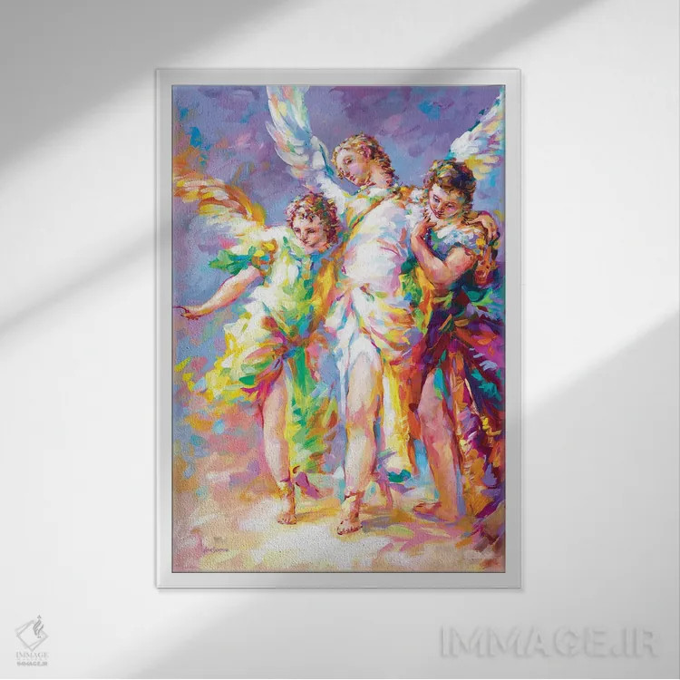 تابلو دکوراتیو فرشتگان نگهبان اثر لئون دوونیس - نمای قابدار سفید