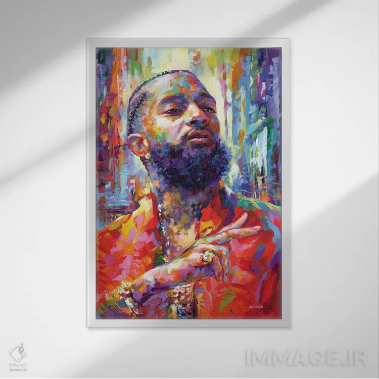 تابلو دکوراتیو نیپسی هاسل اثر لئون دوونیس - نمای قابدار سفید